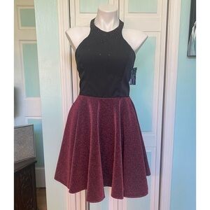 Size 8 Black and rose pink short dress homecoming cocktail NWD